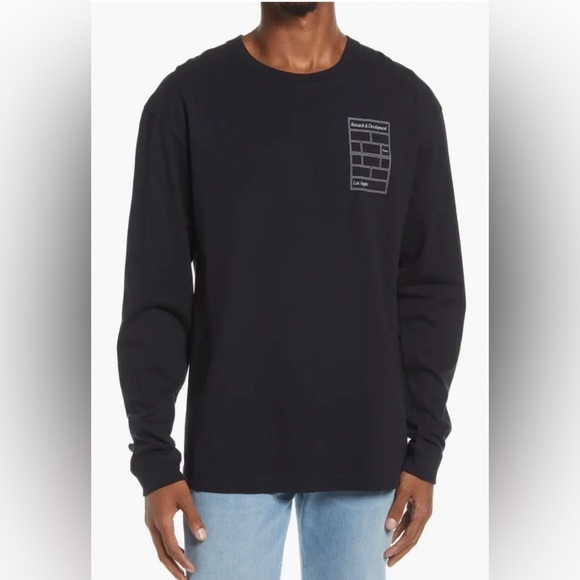 NWT. FRAME Research & Development Long Sleeve Tee Shirt in Noir Black Size Large - Picture 3 of 13